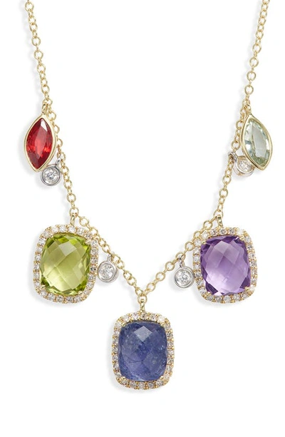 Shop Meira T Semiprecious Stone & Diamond Necklace In Yellow Gold