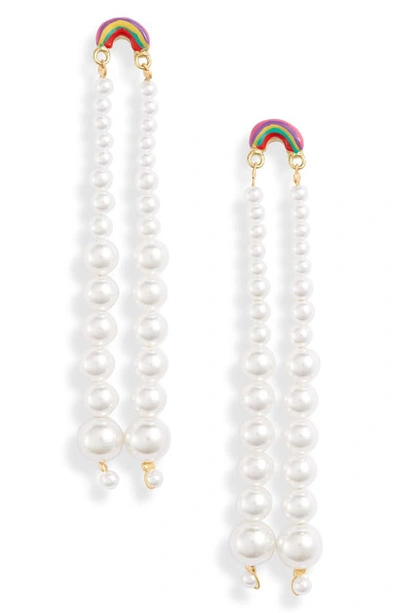 Shop Susan Alexandra Rainbow Drip Imitation Pearl Earrings In Multi