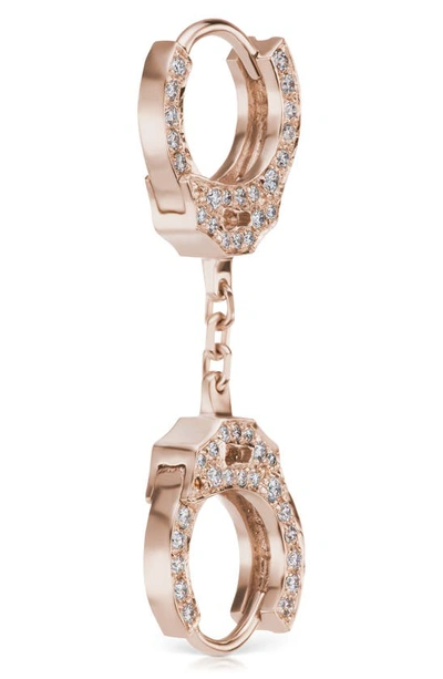 Shop Maria Tash 6.5mm Short Chain Diamond Handcuff Clickers In Rose Gold/ Diamond