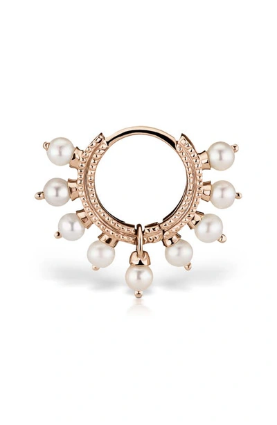 Shop Maria Tash Coronet Pearl Clicker In Rose Gold