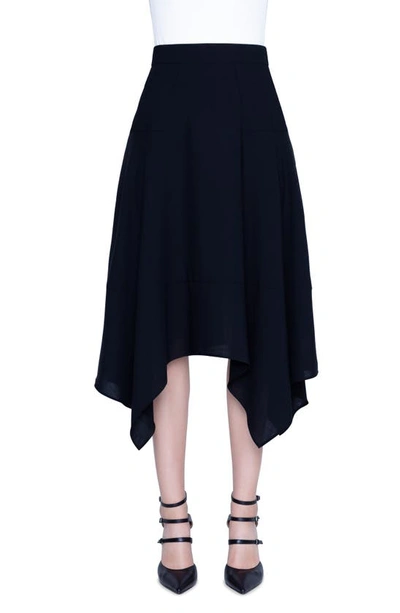 Shop Akris Asymmetrical Wool Blend Skirt In Black