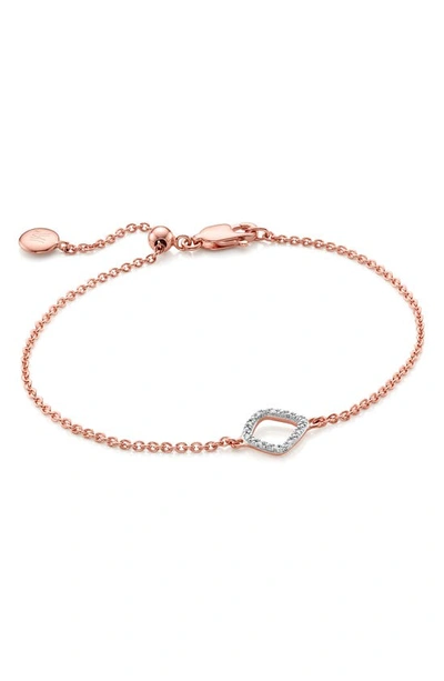 Shop Monica Vinader Riva Mini Kite Diamond Bracelet In Rose Gold/ Diamond