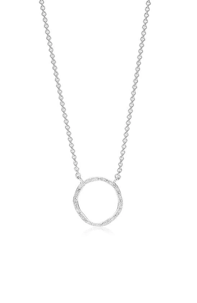 Shop Monica Vinader Riva Circle Diamond Pendant Necklace In Silver/ Diamond