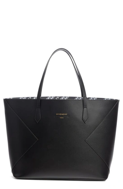 Shop Givenchy Wing Leather Shopper In Black/ White