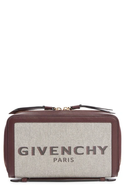 Shop Givenchy Bond Canvas & Leather Travel Wallet In Aubergine