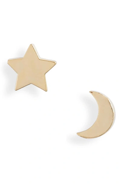 Shop Estella Bartlett Mismatched Star & Moon Stud Earrings In Gold