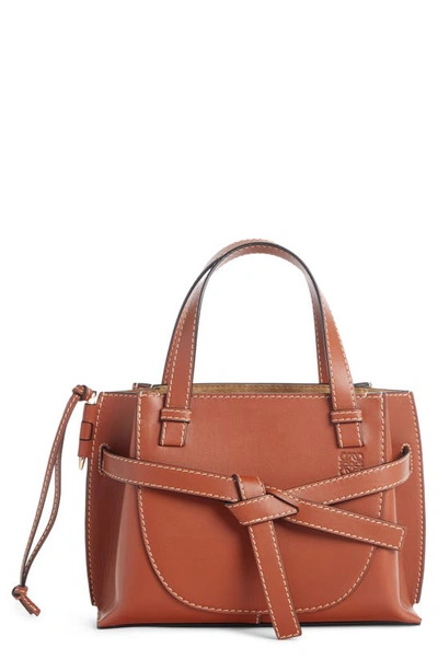 Shop Loewe Mini Gate Leather Tote In Light Caramel