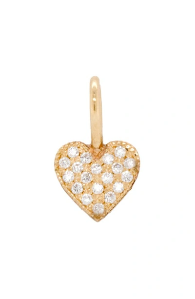 Shop Zoë Chicco Bitty Diamond Pave Heart Charm In Yellow Gold