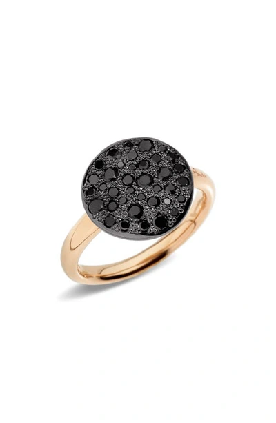 Shop Pomellato Sabbia Large Diamond Ring In Rose Gold/ Black Diamond