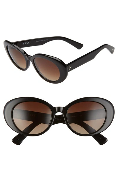 Shop Salt. Courtney 54mm Polarized Cat Eye Sunglasses In Black/ Brown