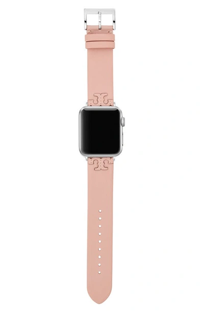 Shop Tory Burch Mcgraw Leather Apple Watch® Watchband In Blush