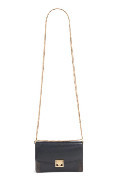Shop Givenchy Gv3 Leather Wallet On A Chain In Black/ Grey