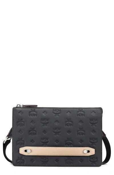 Shop Mcm Klara Monogrammed Leather Pouch In Black