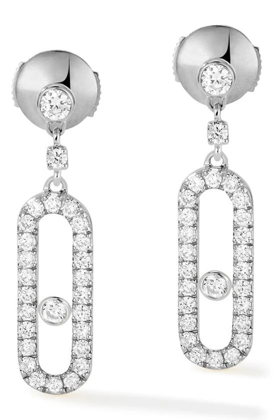 Shop Messika Move Uno Pavé Diamond Drop Earrings In White Gold/ Diamond