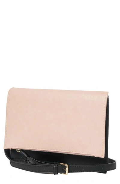 Shop Urban Originals Sheer Luxe Vegan Leather Envelope Clutch In Blush/ Black