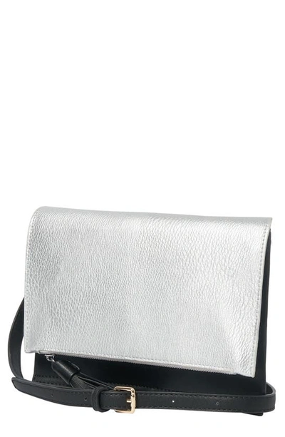 Shop Urban Originals Sheer Luxe Vegan Leather Envelope Clutch In Silver/ Black