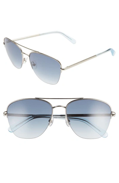 Shop Rebecca Minkoff Indio2 57mm Aviator Sunglasses In Palladium/ Dark Blue Grad