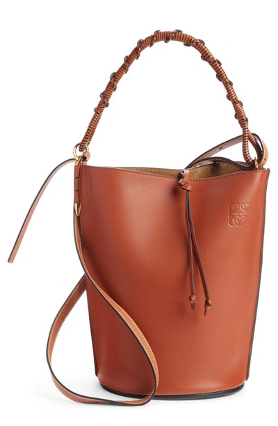 Shop Loewe Gate Leather Bucket Bag In Rust