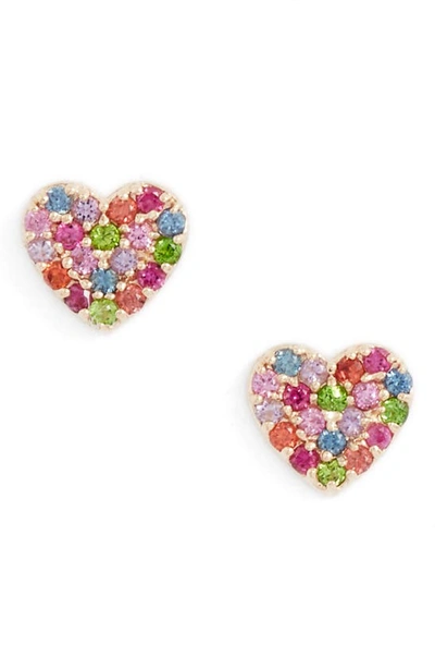 Shop Anzie Love Rainbow Heart Stud Earrings In Gold/ Multi