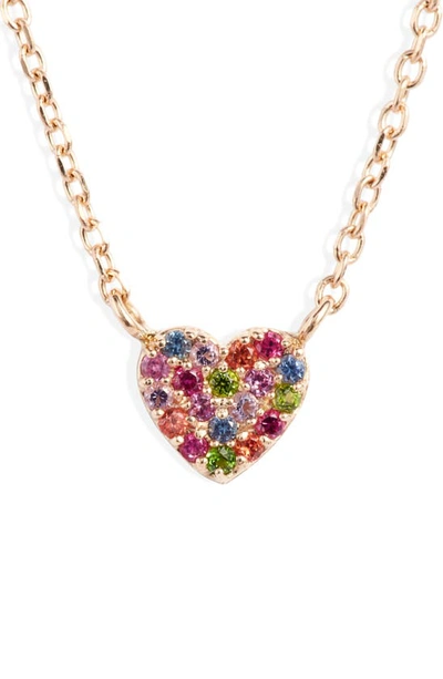 Shop Anzie Love Rainbow Heart Pendant Necklace In Gold/ Multi