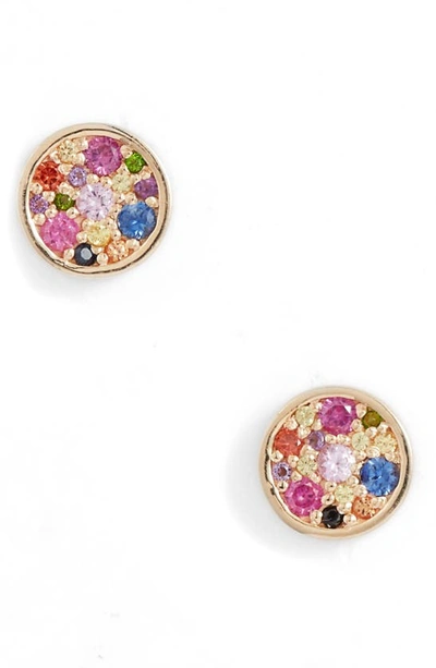 Shop Anzie Love Rainbow Circle Stud Earrings In Gold/ Multi