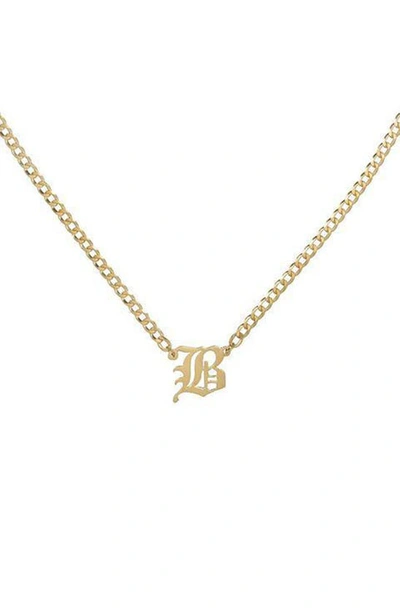 Shop Adinas Jewels Personalized Old English Initial Cuban Chain Necklace In Gold