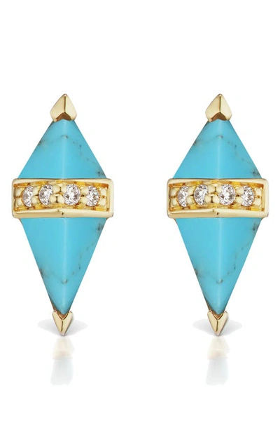 Shop Sorellina Pietra Semiprecious Stone Stud Earrings In Tq Di 18kyg
