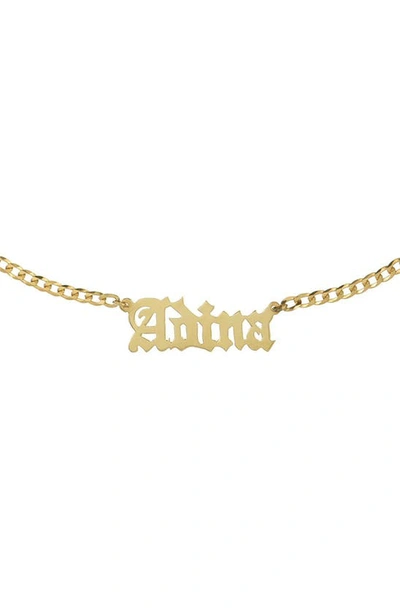 Shop Adinas Jewels Personalized Gothic Nameplate Choker In Gold