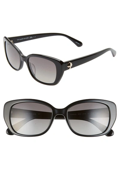 Shop Kate Spade Kenzie 53mm Polarized Cat Eye Sunglasses In Black/ Grey Sf Polz