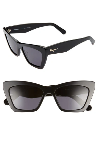 Shop Ferragamo Salvatore  55mm Cat Eye Sunglasses In Black