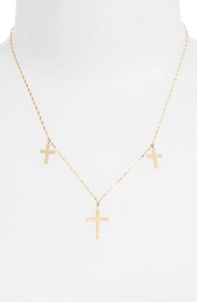 Shop Lana Jewelry Bond Triple Cross Charm Necklace In Yellow Gold
