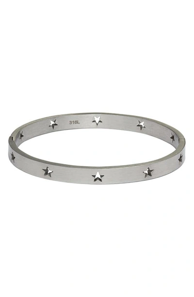 Shop Knotty Star Cutout Bangle In Rhodium Silver