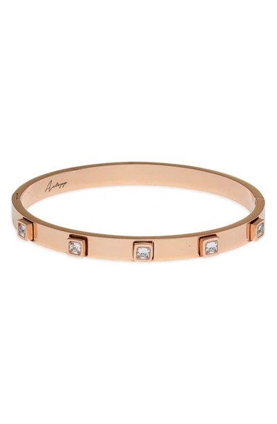 Shop Knotty Cubic Zirconia Bangle In Rose Gold