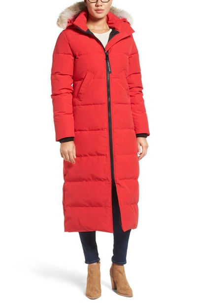 Shop Canada Goose Mystique Down Parka With Genuine Coyote Fur Trim In Red