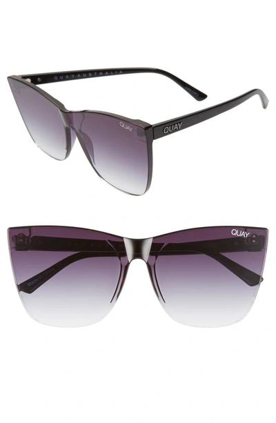 Shop Quay Come Thru 60mm Gradient Cat Eye Sunglasses In Black/ Fade