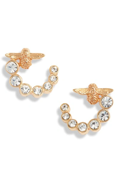 Shop Olivia Burton Bejeweled Bee Hoop Earrings In Gold