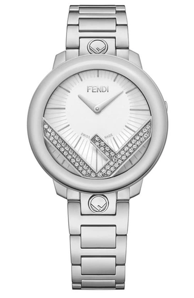 Shop Fendi Runway Diamond Bracelet Watch, 36mm In Silver/ Opalin