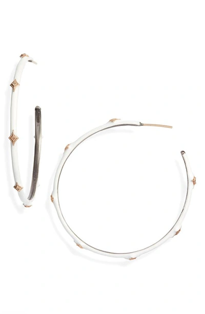 Shop Armenta New World 14k Gold & Enamel Hoop Earrings In White Enamel