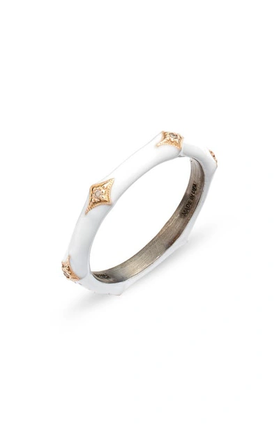 Shop Armenta New World 14k Gold & Enamel Band Ring In White Enamel