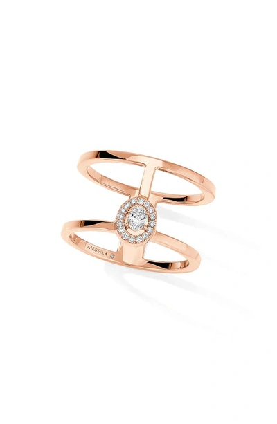 Shop Messika Glam'azone Openwork Diamond Ring In Rose Gold/ Diamond