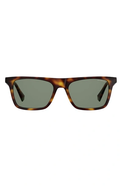 Shop Polaroid 53mm Polarized Flat Top Sunglasses In Greenhava/ Grey Lens