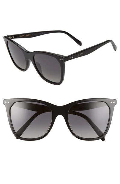 Shop Celine 55mm Polarized Cat Eye Sunglasses In Black/ Smoke