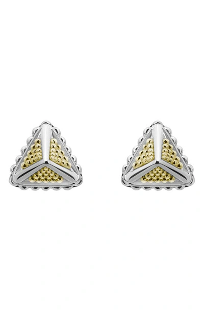 Shop Lagos Ksl Two-tone Pyramid Stud Earrings In Silver