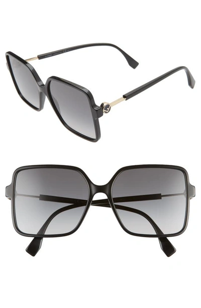 Shop Fendi 58mm Gradient Square Sunglasses In Black/ Dark Grey