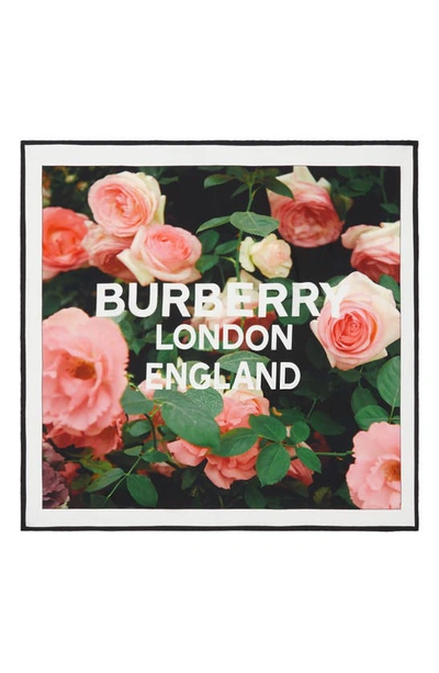 Shop Burberry Roses Silk Twill Scarf In Rose Pink
