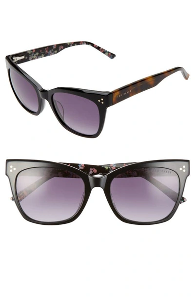 Shop Ted Baker 53mm Square Sunglasses In Black/ Purple