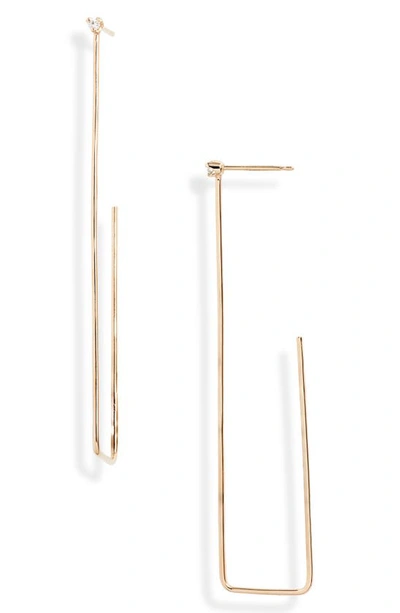 Shop Zoë Chicco Large Rectangle Hoop Earrings In Yellow Gold
