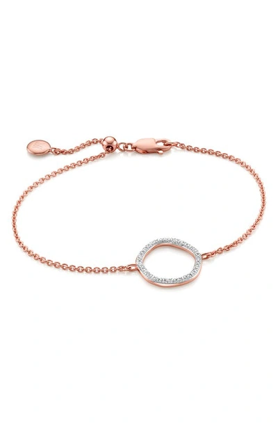 Shop Monica Vinader Riva Pave Diamond Circle Chain Bracelet In Rose Gold/ Diamond