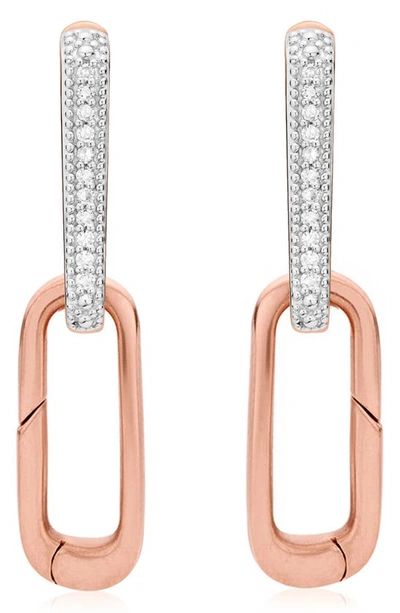 Shop Monica Vinader Alta Capture Diamond Earrings In Rose Gold