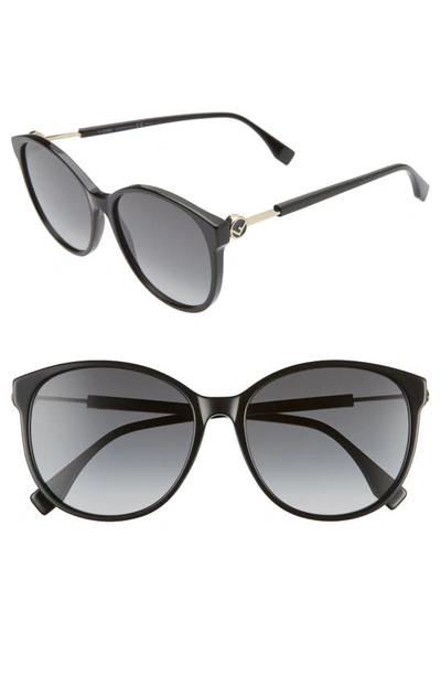 Shop Fendi 58mm Gradient Cat Eye Sunglasses In Black/ Dark Grey